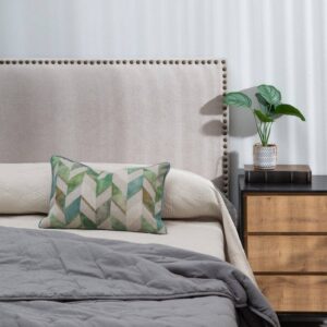 Cabecero Beige Grisáceo de Tejido y Madera 160x4x80 cm, 7 kg