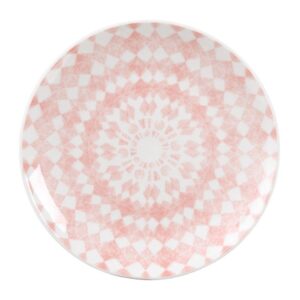 Plato de Postre Rosa-Blanco de Porcelana 19,5 x 19,5 x 2 cm