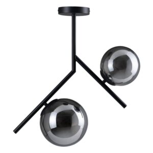 Lámpara de Techo Negra de Metal y Cristal 50x15x54 cm E14 2x40W