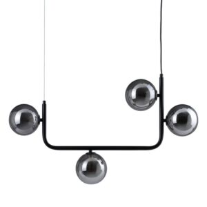 Lámpara de Techo Negra de Metal y Cristal 85x15x32 cm G9 220-240V