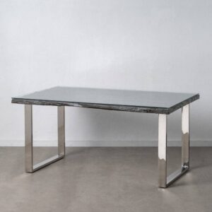 Mesa Comedor Negra de Madera y Acero 160x100x79 cm