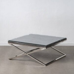 Mesa de Centro Negra de Madera y Acero 100x100x48 cm