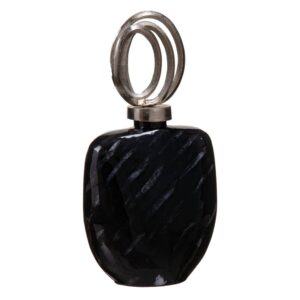 Tibor de Cristal y Metal Negro-Plata 23x13x41 cm - Promo