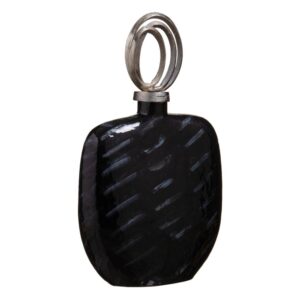 Tibor de Cristal y Metal Negro-Plata 28x14x48 cm - Promo