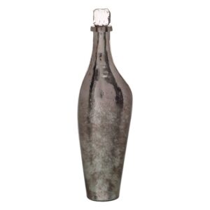 Botella Decorativa de Aluminio y Cristal Plata 15x13x54 cm