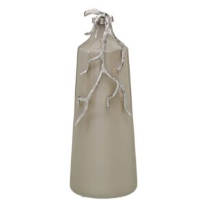 Botella Decorativa Beige-Plata de Aluminio y Cristal 20x11x53 cm