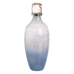 Botella Decorativa de Cristal Azul 12x12x33 cm
