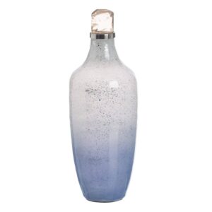 Botella Decorativa de Cristal Azul 16x16x44 cm
