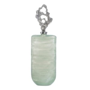 Botella Decorativa de Cristal Verde-Plata 19x13x62 cm