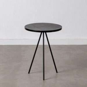 Mesa Auxiliar de Metal y Resina Negro-Oro 38x38x43 cm