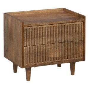 Mesita de Madera Natural de Mango Compacta de 40 cm - Diseño Minimalista y Funcional con Cajones para Almacenamiento