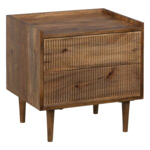 Mesita de Madera Natural de Mango con Patas Altas de 50 cm - Elegante y Funcional para Dormitorio y Salón