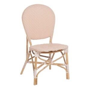 Silla de ratán sintético natural-beige 47x54x93 cm con respaldo alto