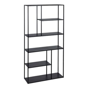 Estantería Negra de Acero de 188 cm con Montaje Requerido - Diseño SQUARE, 5 Balas Pequeñas de 55,5 cm y Espacio de 35,5 cm entre Balas