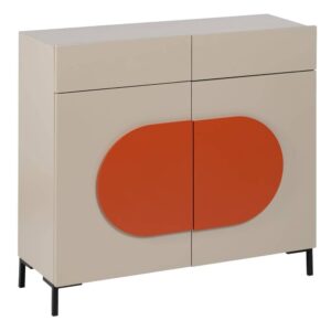 Mueble Recibidor Taupe Moderno de 85 cm con Almacenamiento y Detalles en Hierro - Diseño Minimalista y Funcional para Entradas Elegantes