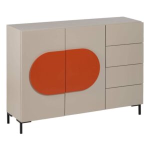 Aparador Taupe de DM y Metal con Acabado Mate - Modelo Necto, 113 cm, Diseño Moderno y Funcional