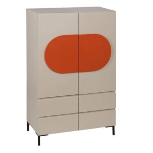 Armario Compacto Taupe de DM y Metal Necto - 123 cm, Diseño Moderno con Cajones y Puertas Espaciosas