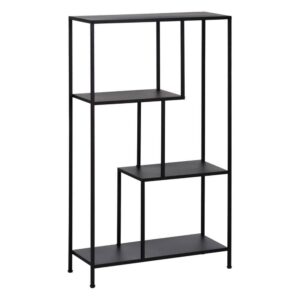 Estantería Negra de Metal de 110 cm con Ganchos para Pared - Diseño SQUARE, Ideal para Almacenamiento y Decoración