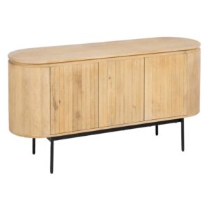 Aparador Natural-Negro de Madera de Mango y Hierro - 140 cm, Diseño Moderno y Funcional para tu Hogar