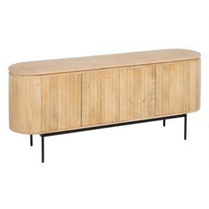 Aparador Grande Natural-Negro de Madera de Mango y Hierro - 170 cm, Estilo Moderno y Funcional