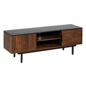 Mueble TV Marrón y Negro de Madera de Mango y Hierro - Diseño Industrial 140 cm para Salones Modernos