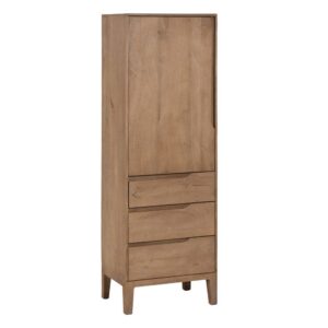 Mueble Auxiliar Alto de Madera de Mango Natural - 180 cm con Puerta y Cajones - Estilo Moderno y Funcional