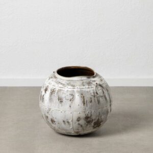 Vasija de Metal Blanco Rozado 48x48x43 cm - Decoración Moderna