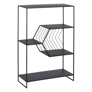 Estantería Negra de Metal SQUARE 120 cm - Diseño Moderno con Baldas Ajustables y Patas de 9 cm