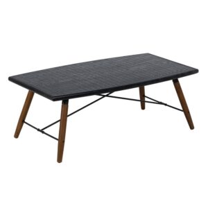 Mesa de Centro Negra y Natural de DM y Metal - Diseño Moderno, 40 cm - Colección Oslo