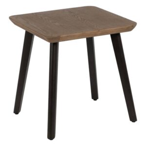 Mesa Auxiliar de Madera de Abeto y Metal Negro - Diseño Natural, 60 cm - Colección Paul