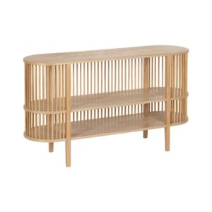 Aparador Natural de Madera de Pino y DM - 140 cm, Estilo Moderno con Patas de Madera, Ideal para Salones y Comedores