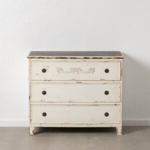 Cómoda de Madera de Abeto Blanco Rozado 105x50x87,5 cm