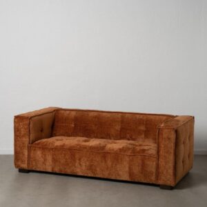 Sofá 3 plazas color teja de tela modelo Sibaris para salón – 218 x 102 x 77 cm