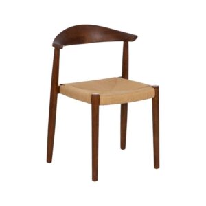 Silla de Madera de Haya Marrón con Asiento de Cuerda de Papel 43x44,8x76,5 cm