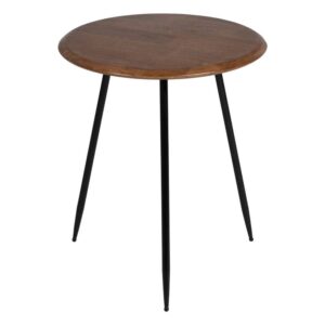 Mesa Auxiliar de Madera y Metal 60 cm - Diseño Minimalista en Marrón y Negro, Ideal para Sofás y Decoración Moderna e Industrial