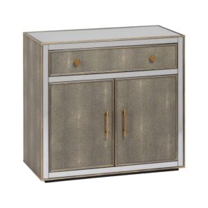 Mueble Recibidor Espejo Gris y Plata 76 cm - Elegante y Funcional con Cajón y Puertas, Diseño Sofisticado para Entradas y Pasillos