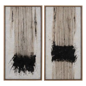 Cuadro Pintura Abstracto 2/M 70x140 cm - Madera de Ayous y Cristal, Pintado a Mano