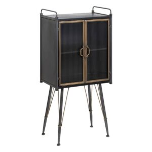 Vitrina Compacta de Cristal Negro y Oro - 120 cm, Diseño Moderno para Salón y Comedor