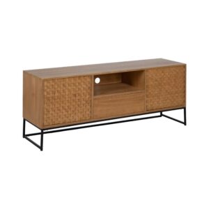 Mueble TV Natural de DM y Madera de Fresno 148 cm - Diseño Moderno y Funcional para Salones Elegantes