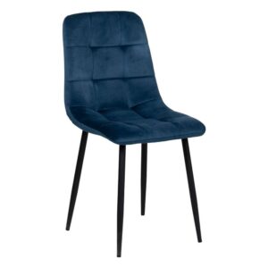 Silla de terciopelo azul oscuro, medidas 45x51x88.5 cm, apilable, 145kg