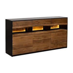 Aparador LED de Madera de Acacia y Metal 180x40x93 cm