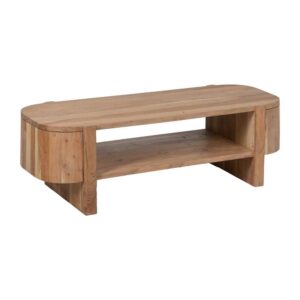 Mesa de Centro de Madera Natural de Acacia 120 cm - Diseño Rústico y Elegante con Almacenamiento