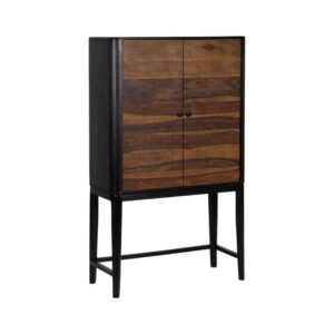 Armario de Madera de Mango y Sheesham Marrón-Negro 90x40x150 cm