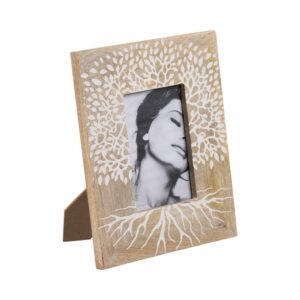 Portafotos de Madera de Mango Blanco-Natural 23x2x28 cm
