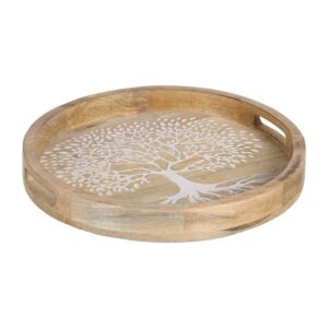 Bandeja de Madera de Mango Blanco-Natural 35x35x5 cm