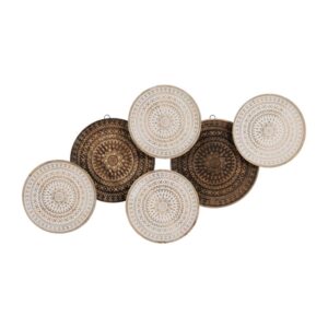 Mural de Pared de Madera de Mango Blanco-Natural 102x5x55 cm