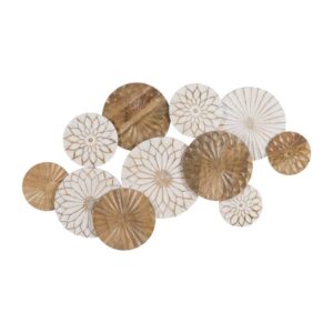 Mural de Pared de Madera de Mango Blanco-Natural 100x3x60 cm