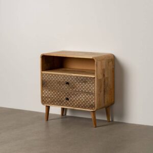 Mesita Natural de Madera de Mango 70,5x35x71 cm con Cajón