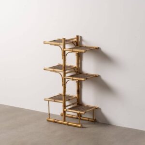 Estantería Natural de Bambú de 100 cm con Estantes Pequeños - Mueble Compacto y Elegante para Decoración y Almacenamiento
