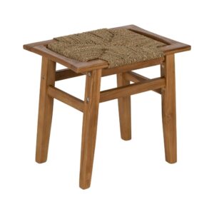Taburete de madera natural para cocina o bar estilo rústico – 49 x 35 x 45 cm
